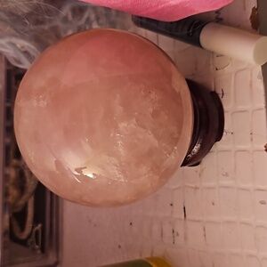 Rose quartz gazing ball
